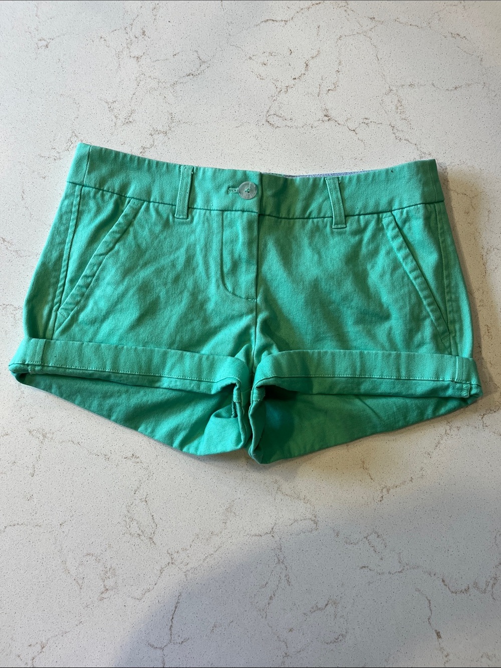 Southern Tide High-Waist Teal Green Cuffed Shorts